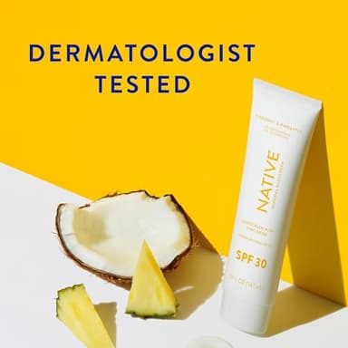 Native Sunscreen SPF 30, Zinc Oxide Dermatologist Tested Suitable for Sensitive Skin & Hawaii Compliant, 5 Ounces | Pineapple & Coconut Scent Sun Protection Lotion, Lightweight & Smooth - Image 3