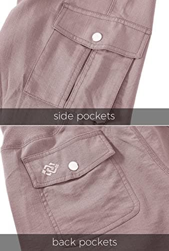 MoFiz Women's Hiking Cargo Shorts Quick Dry Lightweight Athletic Capri Pants for Camping Jogger with Pockets Pink - Image 7