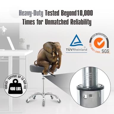 Ainilaily Rolling Stool with Wheels, Heavy Duty 400 lbs Stool for Shop Guitar Lab Tattoo Workbench Medical, Adjustable Swivel Chair (Grey) - Image 8