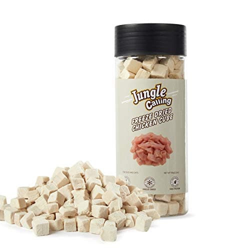 Jungle Calling Freeze-Dried Chicken Treats for Cats & Dogs, Single Ingredient, Grain-Free, High Protein Training Rewards & Food Topper (Chicken Cubes, 3.2 oz) - Image 1