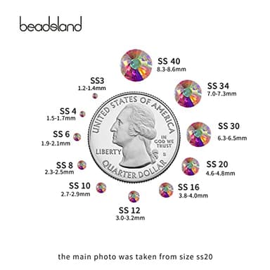 beadsland Flat Back Crystal Rhinestones Round Gems for Nail Art and Craft Glue Fix, CrystalAB (4.6-4.8mm) SS20/1440pcs - Image 3