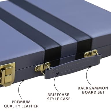 Backgammon Set - Classic Board Game with Premium Leather Case - Portable Travel Strategy Backgammon Game Set for Adults, Kids - Suitable as (18inch, Gray) - Image 3