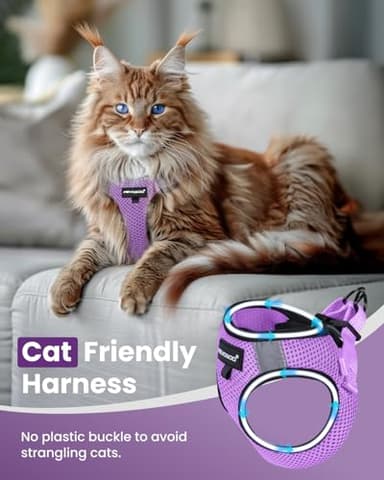 FAYOGOO Cat Harness, Cat Leash and Harness Set for Walking Escape Proof, Harness for Small Cats/Small Dogs, Large Kitten/Puppy Harness and Leash, Harness for Cats S-XXL(Modern Violet, Large) - Image 3