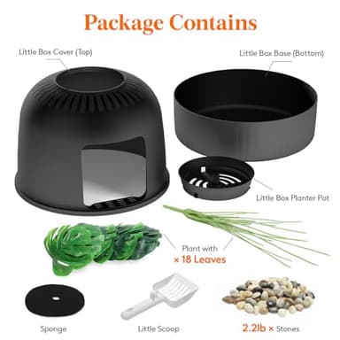 Lifewit Litter Box Cat with Faux Plant & Scoop, Hidden Enclosure Litter Tray with Odor Control & Carbon Filter in Living Room, Bedroom, Corner, Black - Image 7