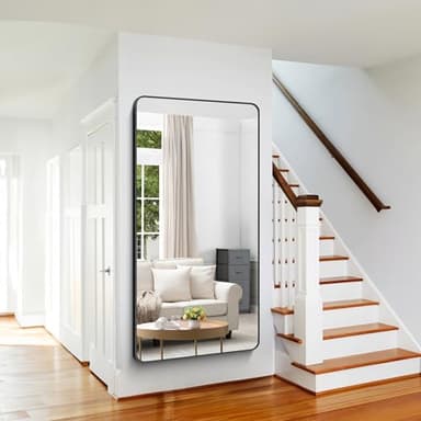 CIVENO Large Bathroom Mirror 72x36 inch, Black Rectangle Mirrors with Metal Frame, Rounded Corner Rectangular Mirror for Bathroom, Oversized Wall Mounted Mirror for Over Sinks Living Room Bedroom - Image 5