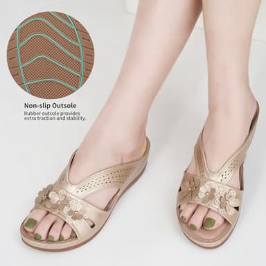 Ecetana Sandals for Women Wedge Shoes: Slip On Dressy Summer Comfortable Slides Sandals Lightweight Memory Foam Platform Shoes - Image 4