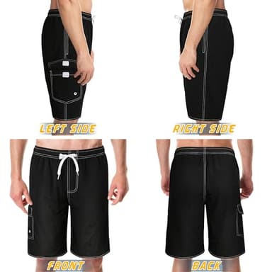 Srnede Mens Swim Trunks Swimming Trunks Swim Shorts Quick Dry 11 Inch with Mesh Lining Funny Swimwear Bathing Suits Black - Image 5