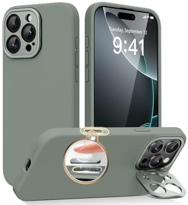 SuydanBox Magnetic for iPhone 16 Pro Case with Stand, Compatible with MagSafe, Silicone Upgraded [Camera Control Button] Shockproof Protective Phone Case for iPhone 16 Pro 6.3",Calke Green - Image 1
