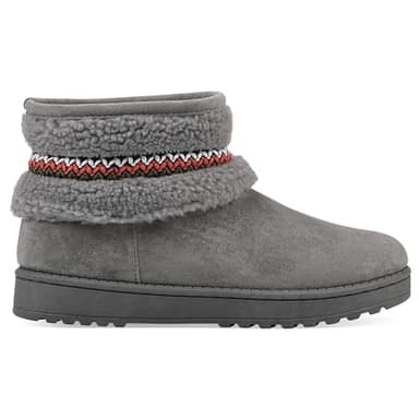 WHITE MOUNTAIN Women's Icons Faux Fur Slip-On Bootie, Grey, 8.5 M - Image 3