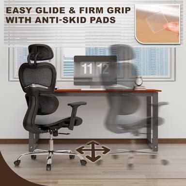 Clear Office Chair Mat, 50"x 60" No Slip Vinyl Desk Chair Mat for Hard Floors, 2mm Thick Heavy-Duty Computer Floor Mat, Waterproof Rolling Chair Floor Protector for Home Office - Image 3