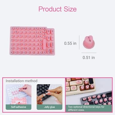 Raised Keyboard Stickers for Long Nails with Letters - Heart-Shaped Antistatic Silicone Protective Cover with Tweezers, Wet Wipes, Dry Towel & Jelly Glue, Ideal for Typing, Gaming & Nail Art (70 Pcs) - Image 6