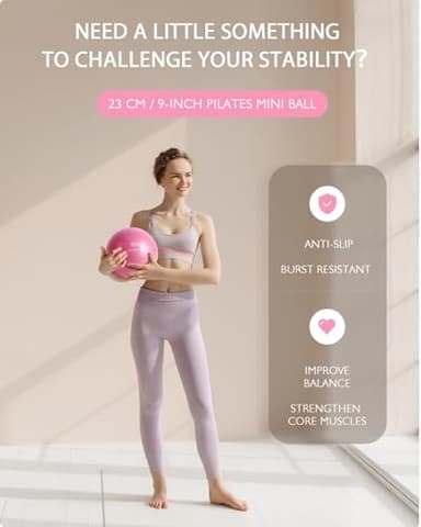 LIONSCOOL Pilates Ring Set – 14" Anti-Deformation Magic Circle with Padded Handles, Mini Ball, Resistance Bands, Guide & Bag (Pink) - Image 5