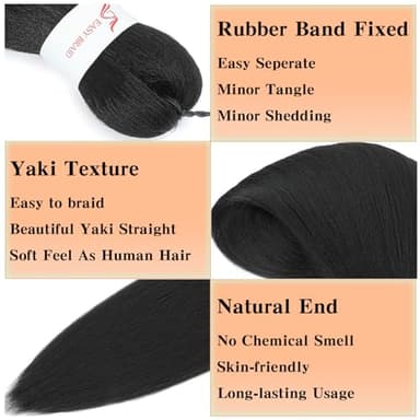 Braiding Hair Pre Stretched, 26 Inch 8 Pack Black Prestretched Braiding Hair For Women Braid Hair, Long Professional Synthetic Hair For Knotless Boho Crochet Braids,Yaki Straight Texture(26in,1b,8pc） - Image 6