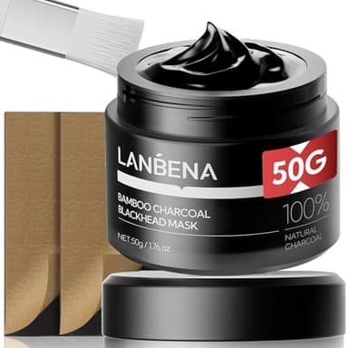 LANBENA 3.0 Bamboo Charcoal Blackhead Remover Mask, 50g/1.76 oz, 120+ pcs Nose Pore Strips, Peel off Face Mask Whiteheads Cleanser Strawberry Nose Purifying, with Amazonian White Clay - Image 1