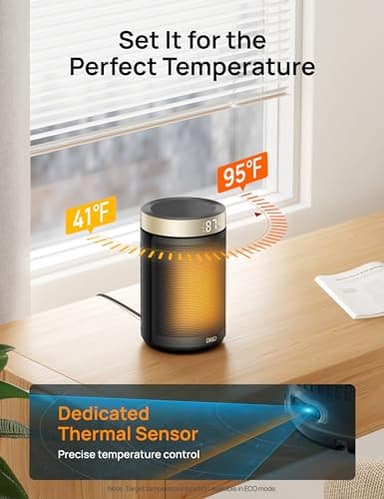 Dreo Space Heater, Portable Electric Heaters for Indoor Use with Thermostat and Remote, 2024 Upgraded, Digital Display, 12H Timer, 5 Mode, 1500W PTC Ceramic Fast Safety Heat for Office Bedroom Home - Image 6
