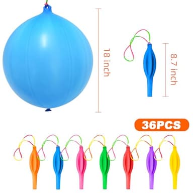 GOLF Punch Balloons,36Pcs Punching Balloon for Kids Heavy Duty Party Favors, Assorted Color Bounce Balloons with Colored Rubber Band Handle for Birthday,Wedding - Image 2