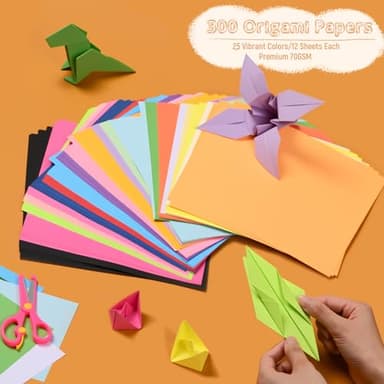 SiluFlorid 300 Sheets Origami Paper, 25 Colors Origami Paper 6x6, Double Sided Color 6" Square Oragami Paper for Scrapbook Decor, Folding Crafts Kids DIY School Arts Crafts - Image 2