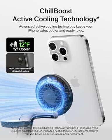 Belkin MagSafe Charger Compatible, 3-in-1 Charging Station, Qi2.2 25W w/Cooling Fan (On/Off Control) Magnetic Wireless Charger for iPhone 17, Apple Watch, AirPods, Pixel 10 (45W Adapter Included) - Image 3