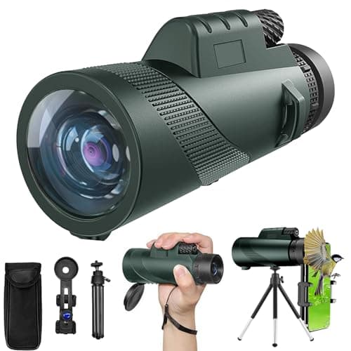 10X42 HD Monocular for Adults, Military Grade Compact Monocular Telescope with BAK-4 Prism & FMC Lens & Smartphone Holder & Tripod, Stargazing Hunting Bird Watching, Camping Hiking Travel Accessories