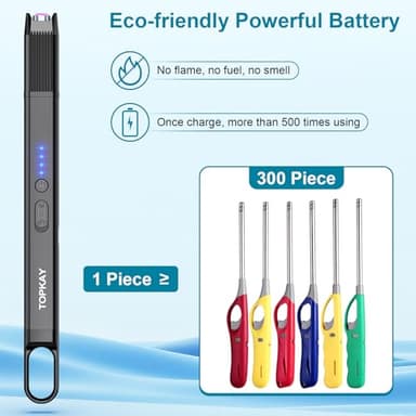 TOPKAY 2 Pack Electric Candle Lighter Windproof Flameless USB Rechargeable Plasma Arc Long Lighter for BBQ Grill Firework Kitchen Camping. - Image 4
