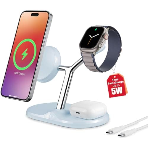3-in-1 Wireless Charging Station for Apple Devices - Fast Charging Station for iPhone and Watch, Stable Charger Stand for iPhone 12-15 & iPhone 16 & iWatch & AirPods, Adapter Not Included - Image 1