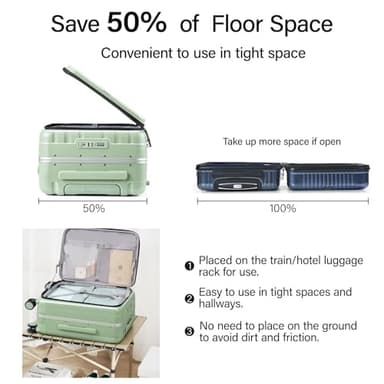 Hanke 20 Inch Carry-On Luggage with Wheels PC Hard Shell Suitcases Top Opening Aluminum Frame Travel Luggage Suitcases for Woman Men.(Bamboo Green) - Image 4