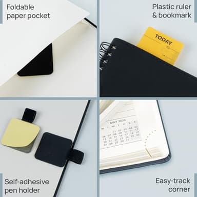 POPRUN Monthly Planner 2025-2026 Medium Size (6.5'' x 8.5'') 18 Months Calendar (Jan 2025 - Jun 2026) - 4 Pages per Month with Monthly Expense & Notes, Vegan Leather Cover - Burgundy Red - Image 4