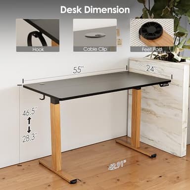Monomi Electric Standing Desk, 55x24 Inches Height Adjustable Sit Stand up Desk, Large Ergonomic Home Office Desk with Memory Preset Controller,Black - Image 2