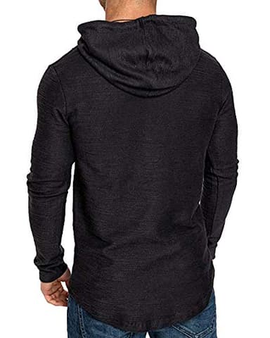 Lexiart Mens Fashion Athletic Hoodies Sport Sweatshirt Solid Color Fleece Pullover Black 2XL - Image 5