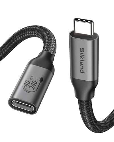 Silkland USB C Extension Cable 40Gbps, [240W Charging/8K/4K@240Hz] USB C Extender 5ft, Braided USB4 Extension Male to Female for Thunderbolt 4/USBC Hub/iPhone16/MacBook/iPad/Pixel/Dell XPS - Image 1