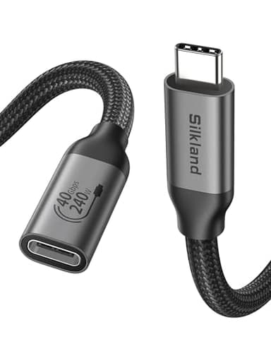 Silkland USB C Extension Cable 40Gbps, [240W Charging/8K/4K@240Hz] USB C Extender 5ft, Braided USB4 Extension Male to Female for Thunderbolt 4/USBC Hub/iPhone16/MacBook/iPad/Pixel/Dell XPS - Image 1