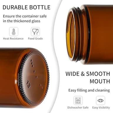 KEYWING 2oz Small Glass Jars, 35 Pack Amber Glass Cosmetic Jars with Black Lids, Round Sample Container with Inner Liners for Cream, Lotions, Powders and Ointments - Image 3