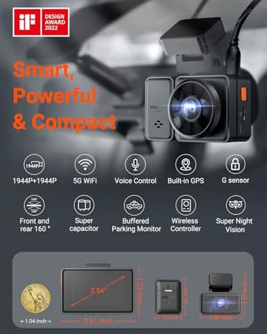 Vantrue E2 Dash Cam Front and Rear, 2.7K Upgrade Rear Cam, Dual STARVIS, 2.7K + 2.7K Dash Camera for Cars, Voice Control, WiFi, GPS, Night Vision, 24H Parking Mode, G-Sensor, 2.45" IPS, Support 512GB - Image 7