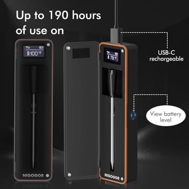 Smart Wireless Meat Thermometer with Thinnest Probe, Magnetic Bluetooth Food Thermometer, Remote Tracking and Real-Time Readings from Apps, for iOS and Android, for BBQ, Grill, Smoker - Image 3