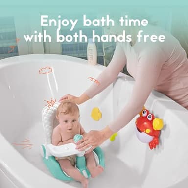 BabyBond Baby Bath Seat with Sitting & Lying 2 Modes, 3-Speed Adjustment, Powerful Suction Cups, Infant Bathtub Chair with Soft and Comfortable Towel, Folding and Hanging - Image 8