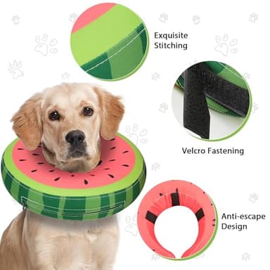 MIDOG Soft Inflatable Dog Cone, Donut E-Collar Alternative for After Surgery, Prevents Licking, Allowing Normal Eating & Vision, Comfortable Recovery Collar for Small Medium Large Dogs & Cats, Red-XS - Image 3