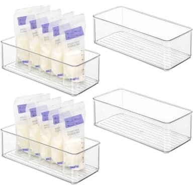 Hudgan 4 PCS Breastmilk Storage Container Set, Space-efficient for Breast Milk Storage in Fridge Freezer, Fits the Lansinoh and Medela bags - Image 1