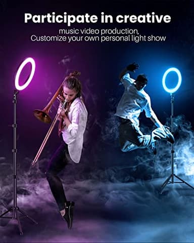 Weilisi 12'' Ring Light with Stand 72'' Tall & 2 Phone Holders,38 Color Modes Selfie Light with Tripod Stand, Big LED Ring Light for iPhone/Android/Camera,YouTube,Makeup - Image 3