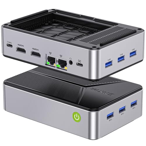 GMKtec Mini PC NAS, G9 N150 Dual Boot Linux Desktop Computer 12GB DDR5 64GB EMMC + 1TB M.2 SSD, 4*M.2 NVMe Slots, Dual NIC 2.5GbE, USB-C/USB 3.2 10Gbps, Network Attached Storage - Image 1