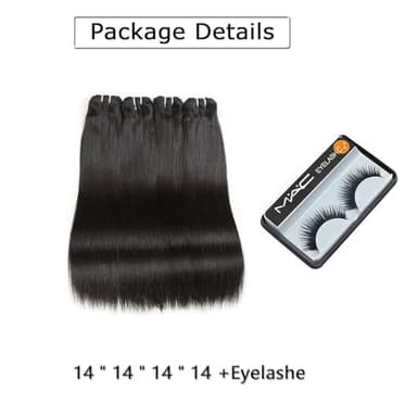 Liang Dian 14 Inch Straight Human Hair 4 Bundles Natural Color 12A Brazilian Virgin Hair 100% Unprocessed Straight Human Hair Bundles(14" 14" 14" 14") - Image 5