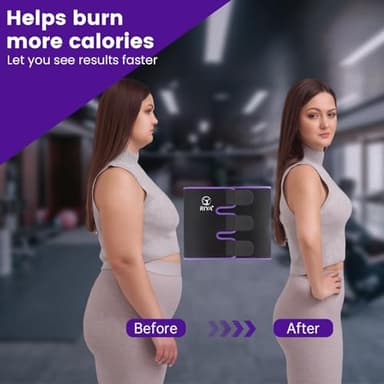 RIYA Waist Trimmer Sweat Waist Trainer for Women and Men Waist Sweat Belt Band Belly Stomach Wrap Purple - Image 7