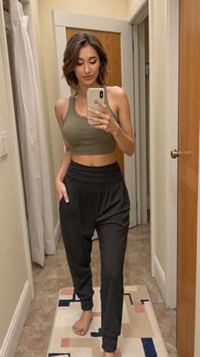 UEU Women's Plus Size High Waist Comfortable Yoga Sweat Joggers Pants Loose Fitting Workout Sweatpants Comfy Lounge Pants with Pockets(Black,XL) - Image 3