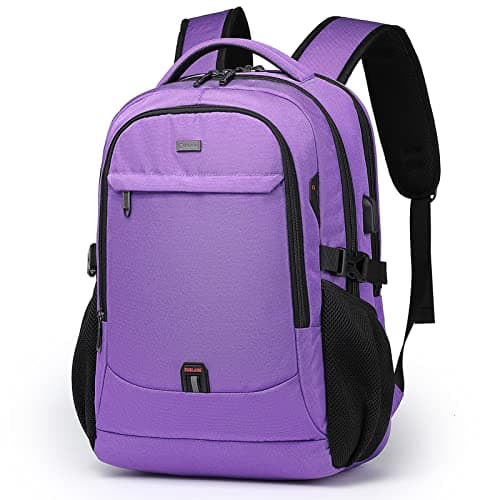 DUSLANG 17 Inch Laptop Backpack for Travel Water Resistant College Backpack for Women Laptop Bag with USB Charging Port Work Backpack,Purple - Image 1