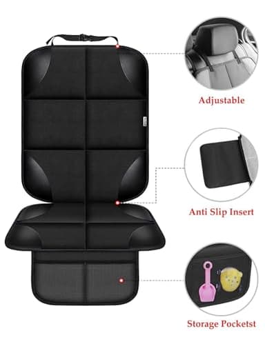 Meolsaek Car Seat Protector for Child Car Seat, Durable 600D Fabric Waterproof Car Seat Cover with Thick Pad Non-Slip Backing (No Imprints) (2 pcs -Black) - Image 2