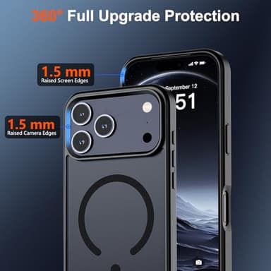 SUPFINE Magnetic for iPhone 17 Pro Max Case (Compatible with MagSafe)(Military Grade Drop Protection) Translucent Matte Shockproof with Anti-Fingerprint Phone Cover 2025,Black - Image 4