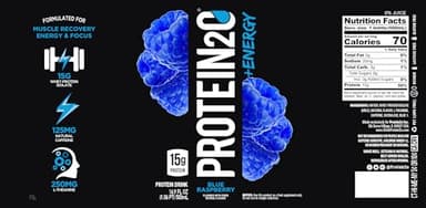 Protein2o 15g Whey Protein Isolate Hydration Drink Plus Energy & Focus, 350mg of Electrolytes, 125mg of Caffeine, Sugar Free, Blue Raspberry, 16.9 oz Bottle (Pack of 12) - Image 4