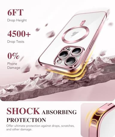 BERFY Magnetic for iPhone 16 Pro Max Case, Compatible with MagSafe, [Built-in 9H Tempered Glass Screen Protector & Upgraded Camera Protection] Full Body Plating Phone case for 16 Pro Max,Titanium Pink - Image 8