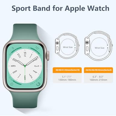 DaQin 8 Pack Sport Bands Compatible with Apple Watch Band 40mm 38mm 41mm 42mm 44mm 45mm 46mm 49mm Women Men, Soft Silicone Strap for Apple Watch SE iWatch Series 10 9 8 7 6 5 4 3 2 1 Ultra/Ultra 2 - Image 3