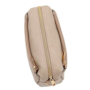 FashionPuzzle Triple Zip Small Crossbody Bag (Beige Brick) - Image 4