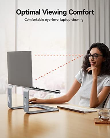 LORYERGO Laptop Stand for Desk, Laptop Riser Computer Stand for Laptop, Ergonomic Laptop Stand Desk Holder Elevator Compatible with Most 10 to 15.6 Inches Laptops, Silver - Image 2